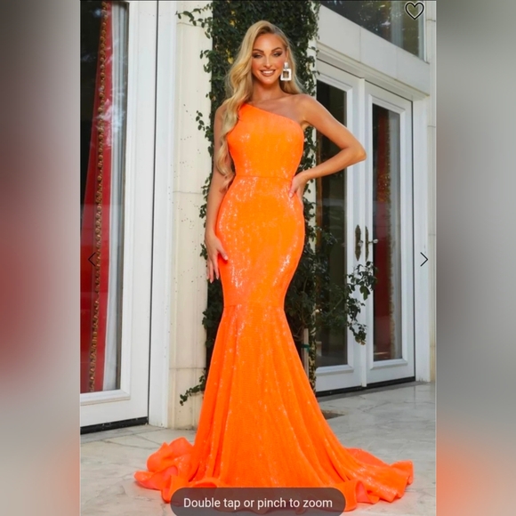 Portia and Scarlett Dresses & Skirts - Portia and Scarlett Neon Orange One-Shoulder Dress